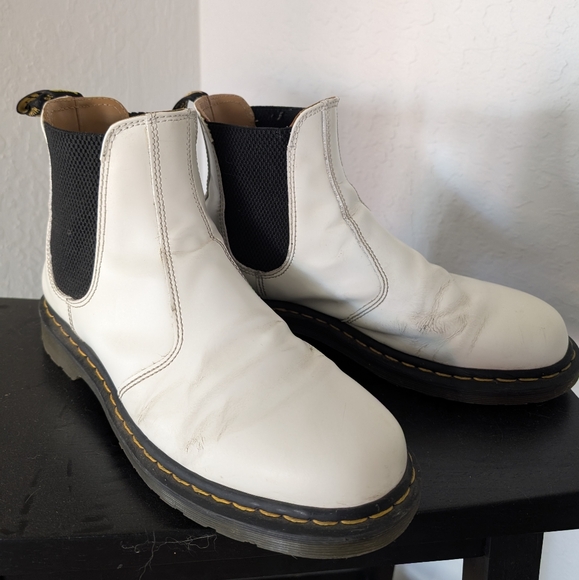 Dr. Martens White Leather Chelsea Boots - Picture 1 of 11